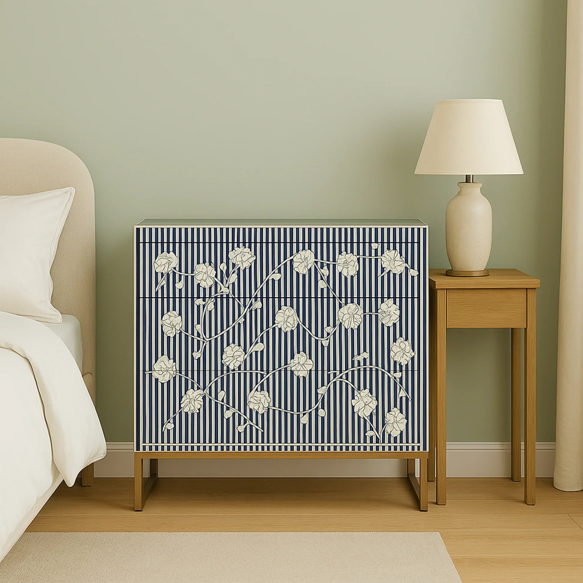 Inlay Chest of Drawer-Floral Blossom