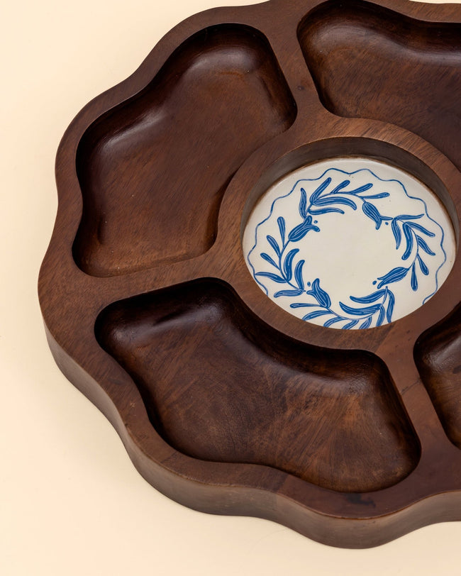 Frosted Wooden Chip & Dip Platter