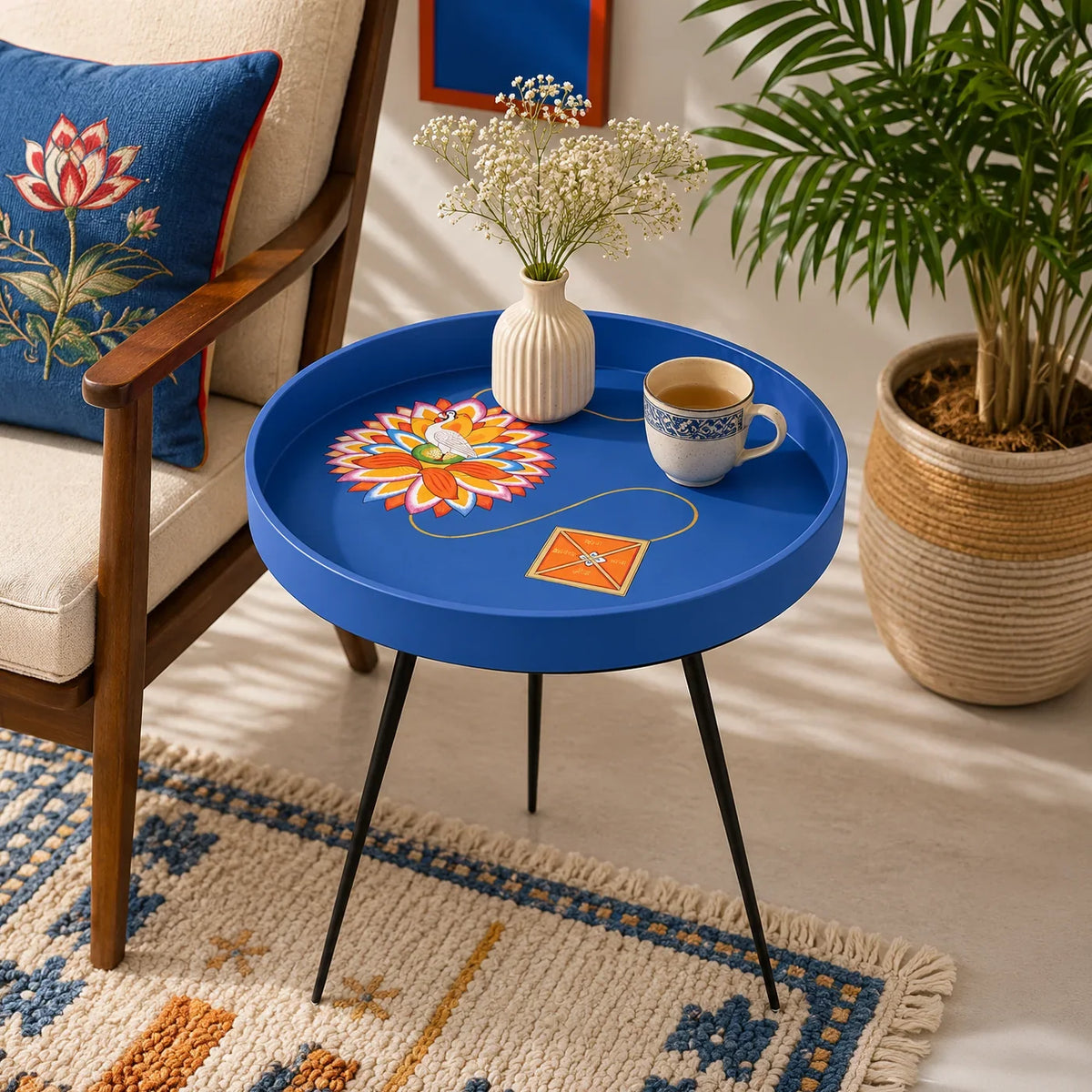 Kalam Table - ‘The Egret on Rainbow Lotus Yantra