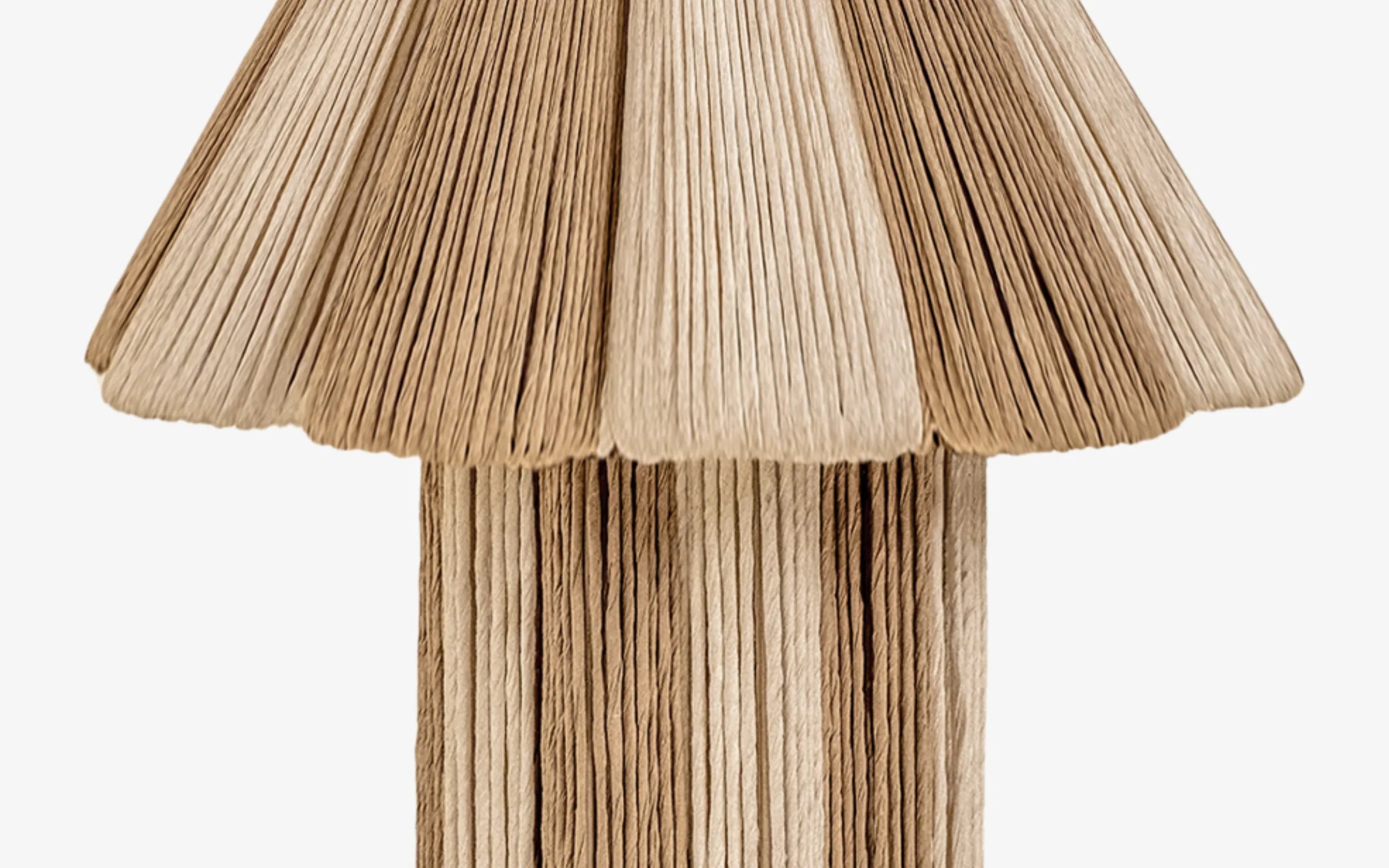Kenji Table Lamp | White Conical Metal & Rafia Designer Table Lamp for Living Room
