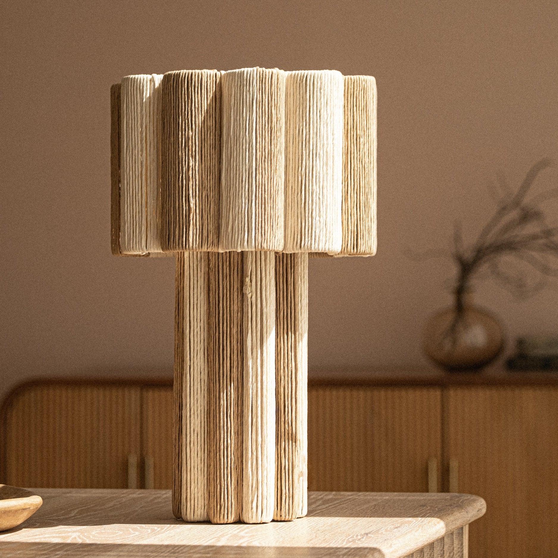 Kenji Table Lamp White | Metal and Rafia