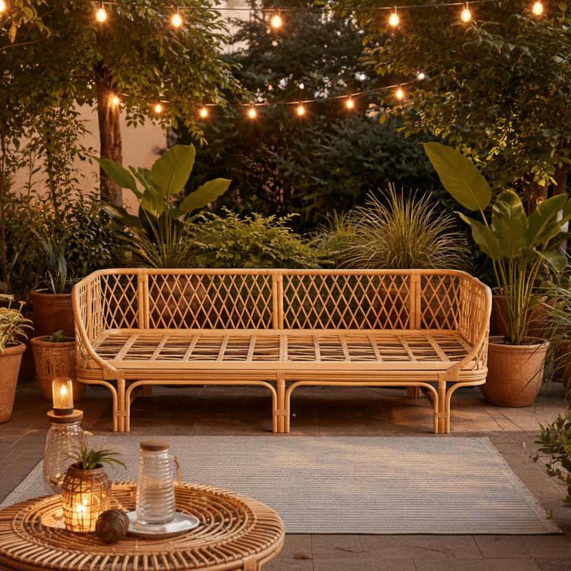 Vanya Lounger – Natural Rattan Daybed