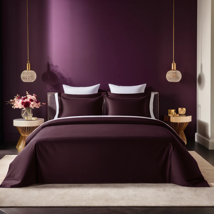 Plum Cotton Bedding Set with 2 Pillow Covers | King Size