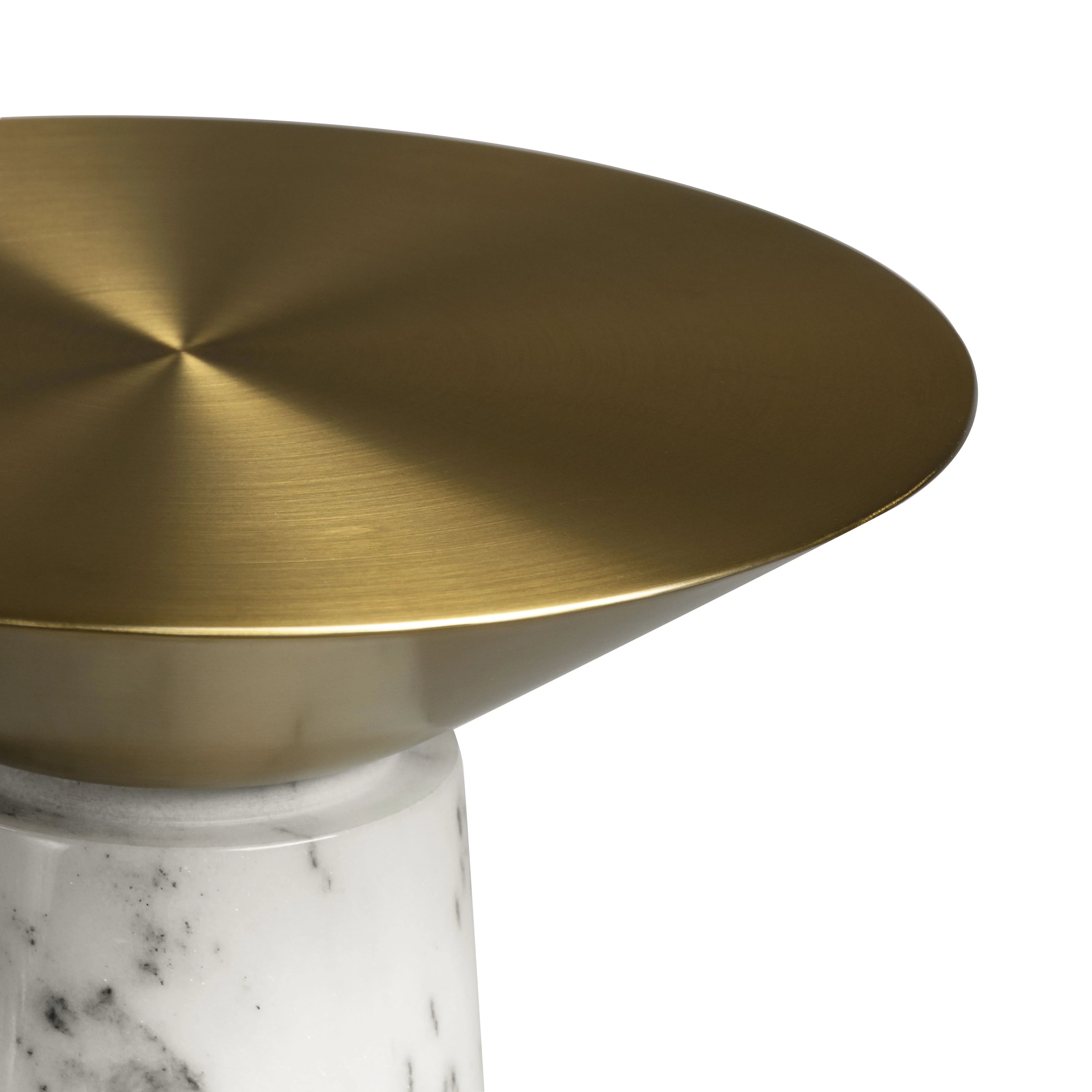 Ebb Marble Accent Table with White Marble Base | Modern Brass Side Table for Living Room