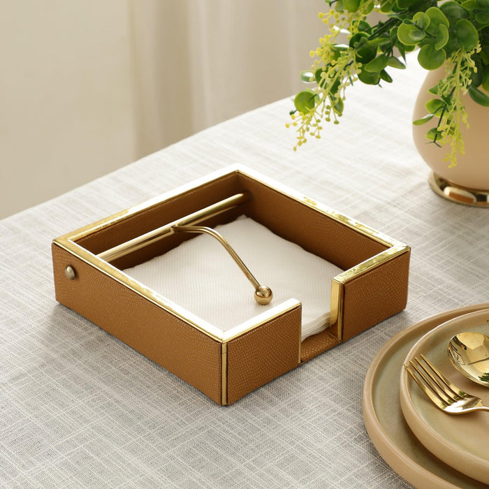 Opus Leather Napkin Cradle & Napkin Holder | Tissue Paper Box for Kitchen