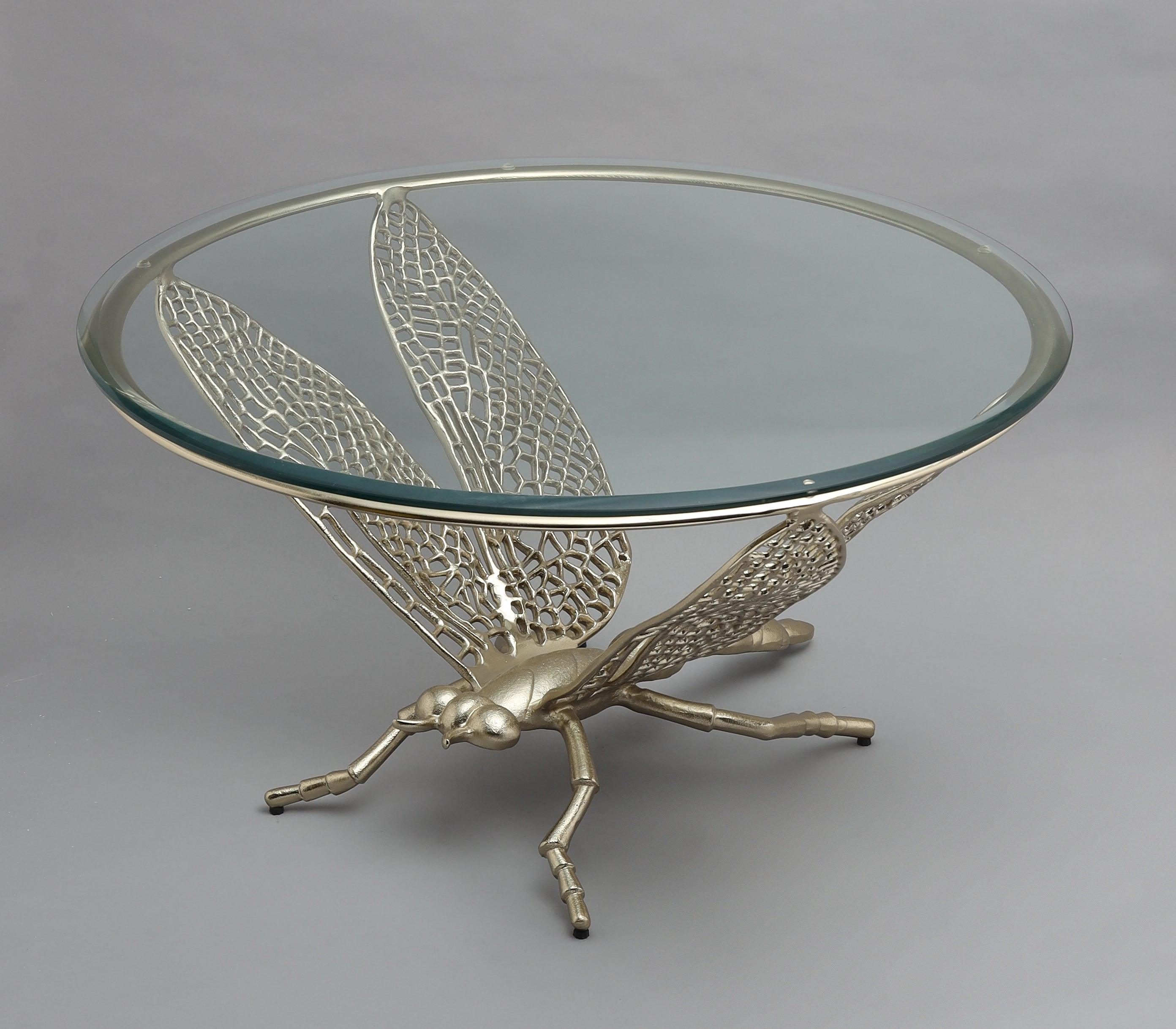 Dragonfly Delight Coffee Table | Designer Glass Center Table for Living Room | Luxurious Tea Table