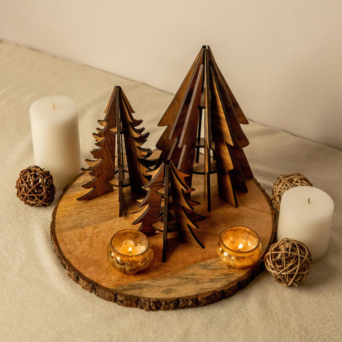 Trio Christmas Bunting | Wooden 3-Piece Xmas Table Decor