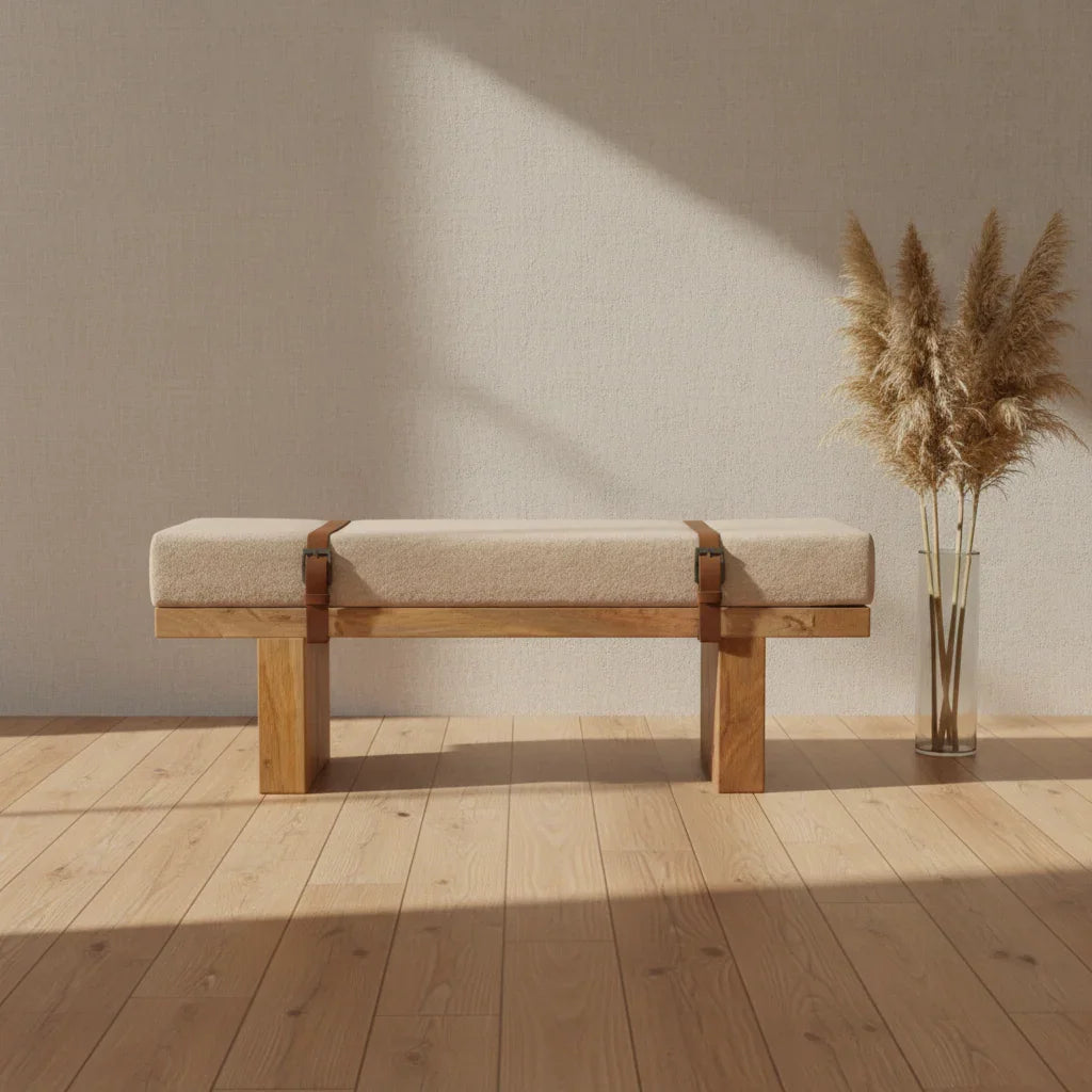 Belmont Cream Boucle Bench | Seating Table Bench for Living Room