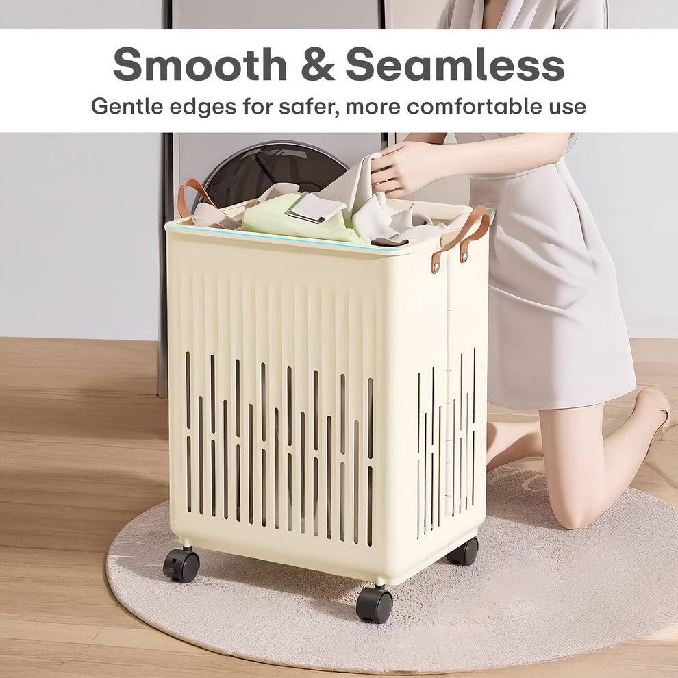 Foldable Laundry Basket with Wheels – Portable Laundry Bag/Toy Storage Organizer/Cloth Bin, Washing Clothes Storage Basket, and Movable Storage Solution