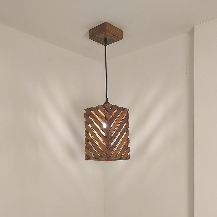 Oblique Wooden Single Hanging Light