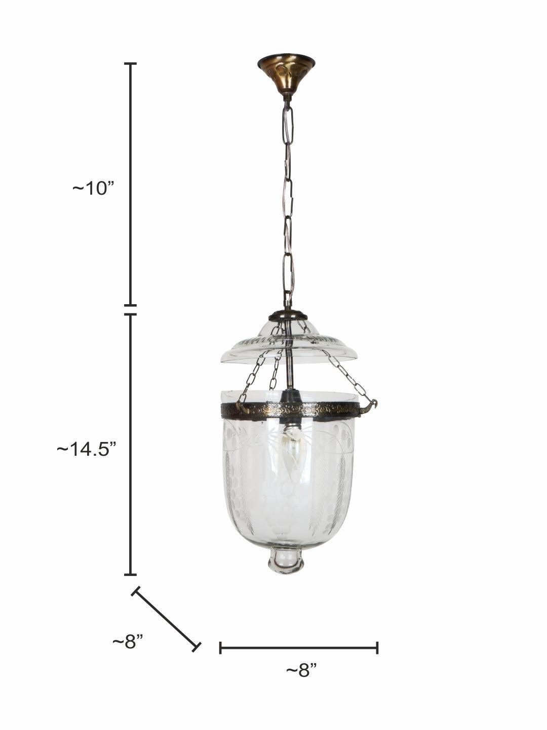 Traditional Floral Etched Metal Single Ceiling Pendant Hanging Light Lamp