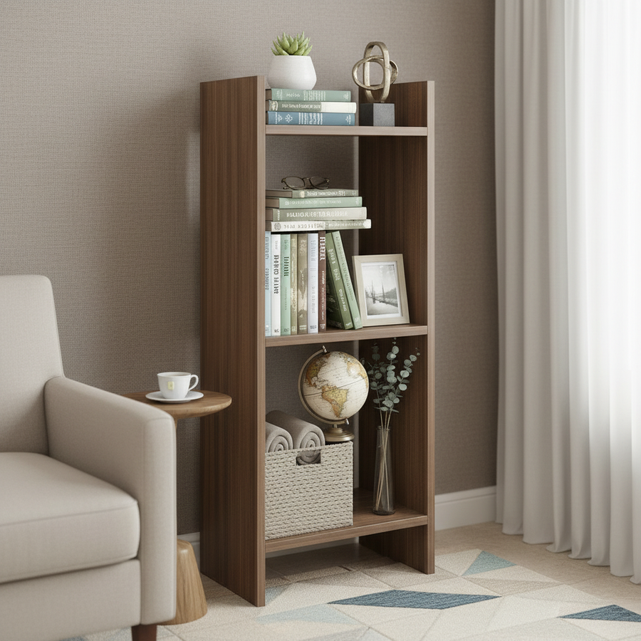 Modern Bookshelf with Storage Shelves - Denn