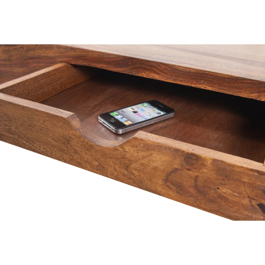 Riverton Solid Sheesham Wood Coffee Table With Drawer In Honey Finish