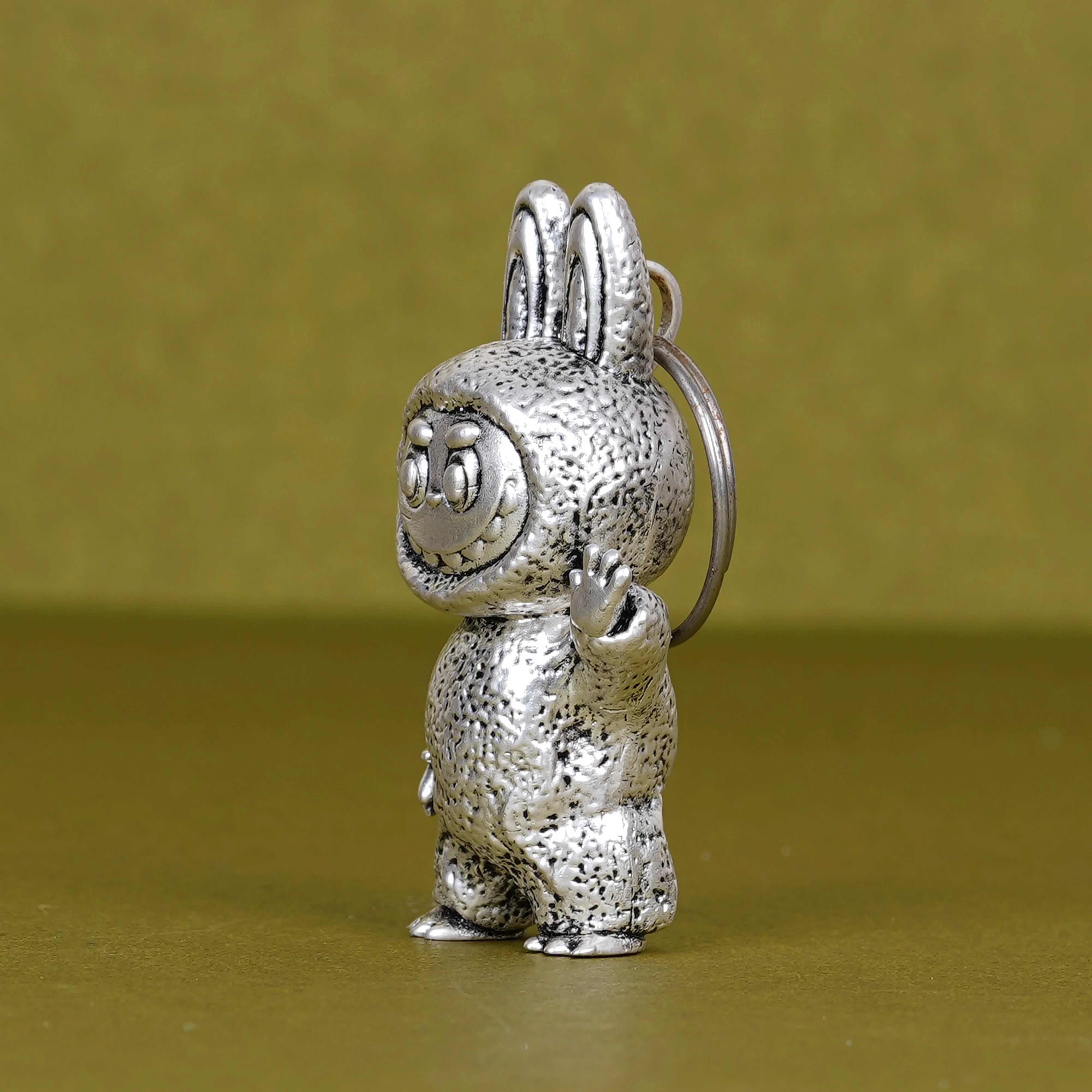 Elegant Labubu Silver-Plated 3D Keychain