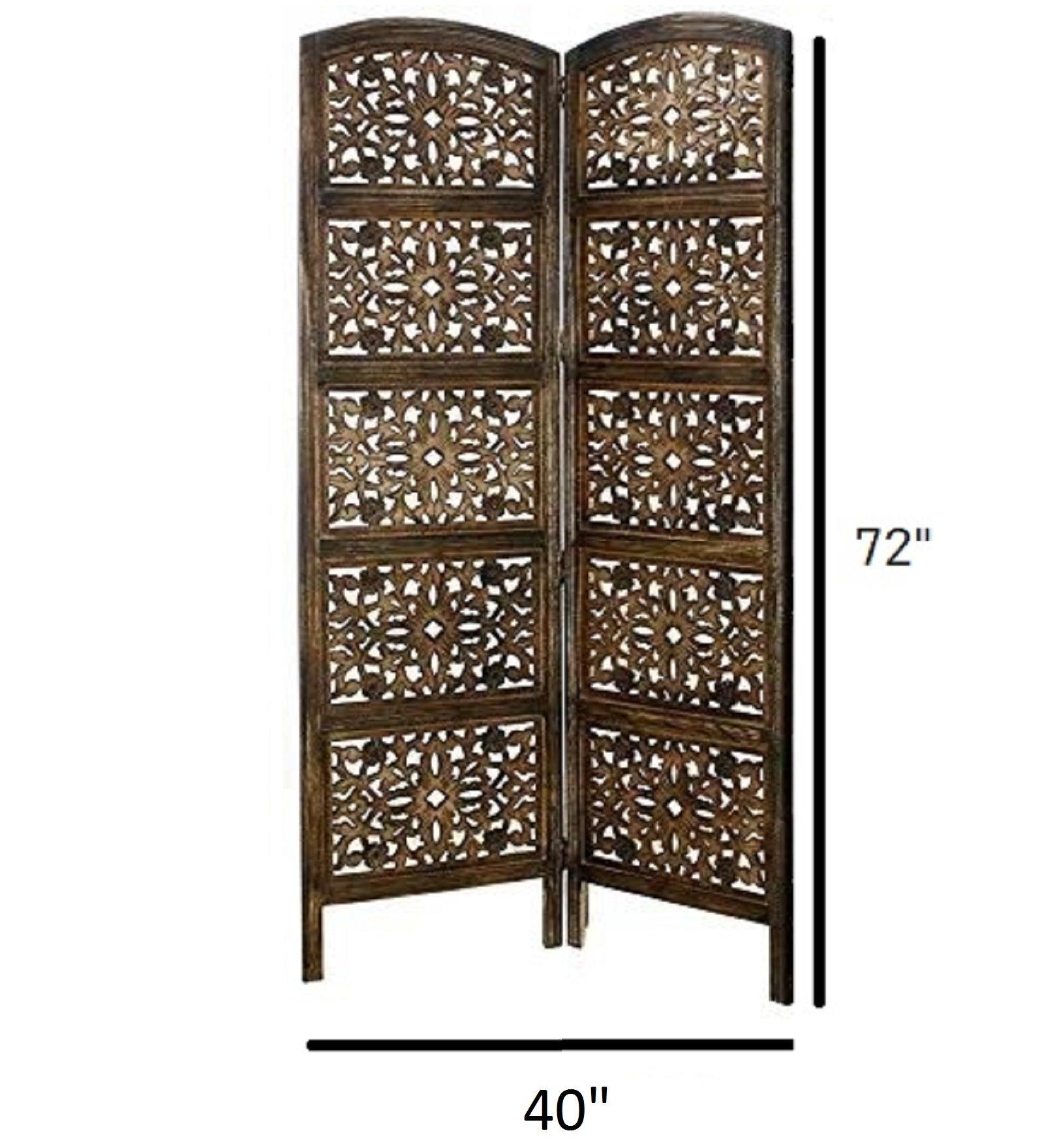 Folding Room Divider in Mango Wood with MDF Jali Panels
