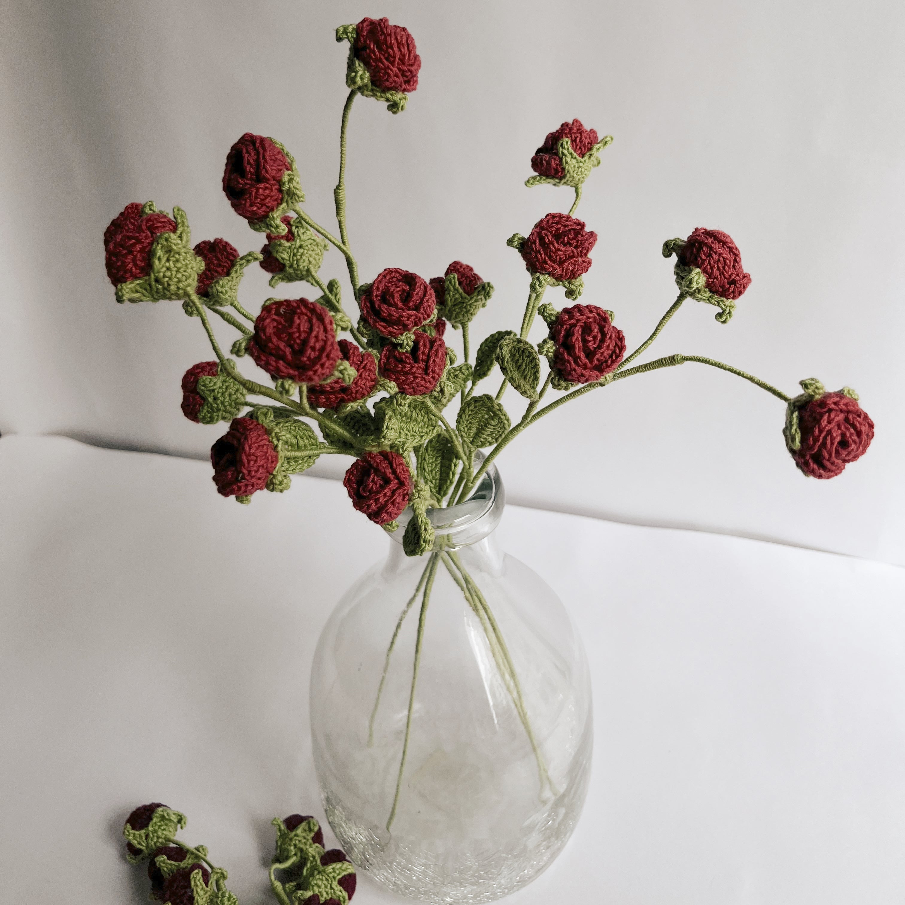 Crochet Mini Rose Stick Set of 2