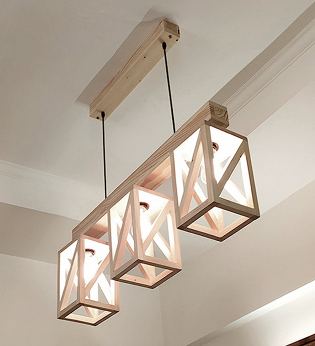 Symmetric Wooden 3 Series Hanging Lamp