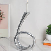 Flame Twisted Candle Holder Silver