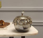 Blossom Jar | Gold Finished With Textutred Black Luster Glass