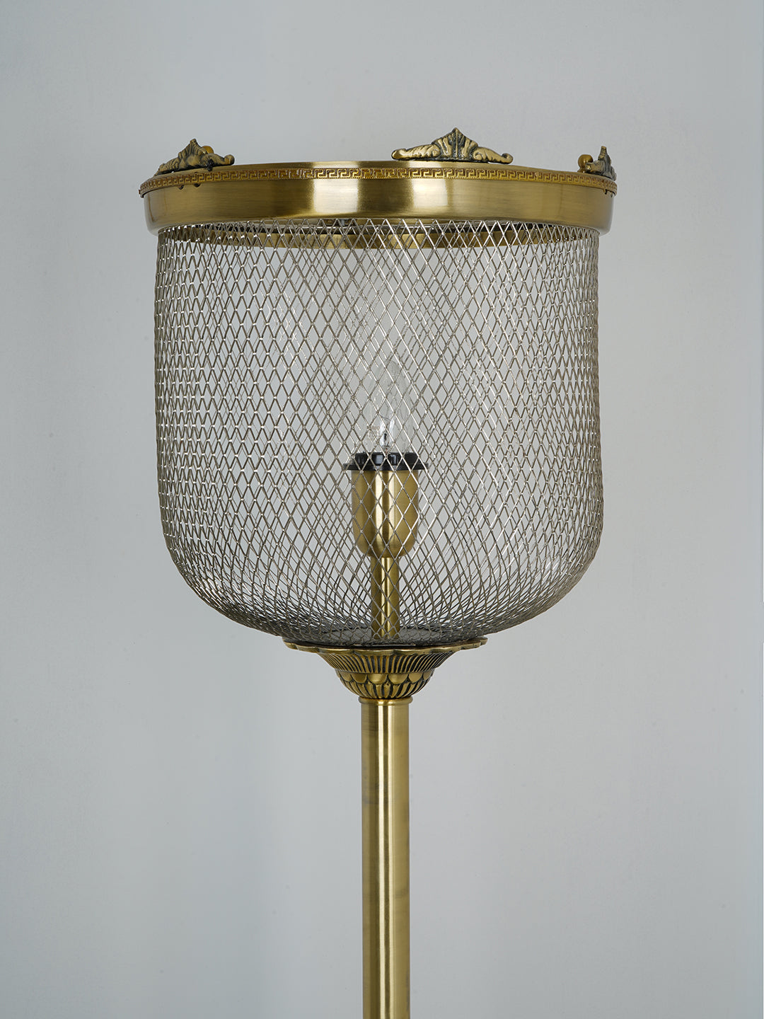 Gold 60 Inch Aluminium & Steel Wire Mesh Uplight Bell Jar Floor Lamp Light