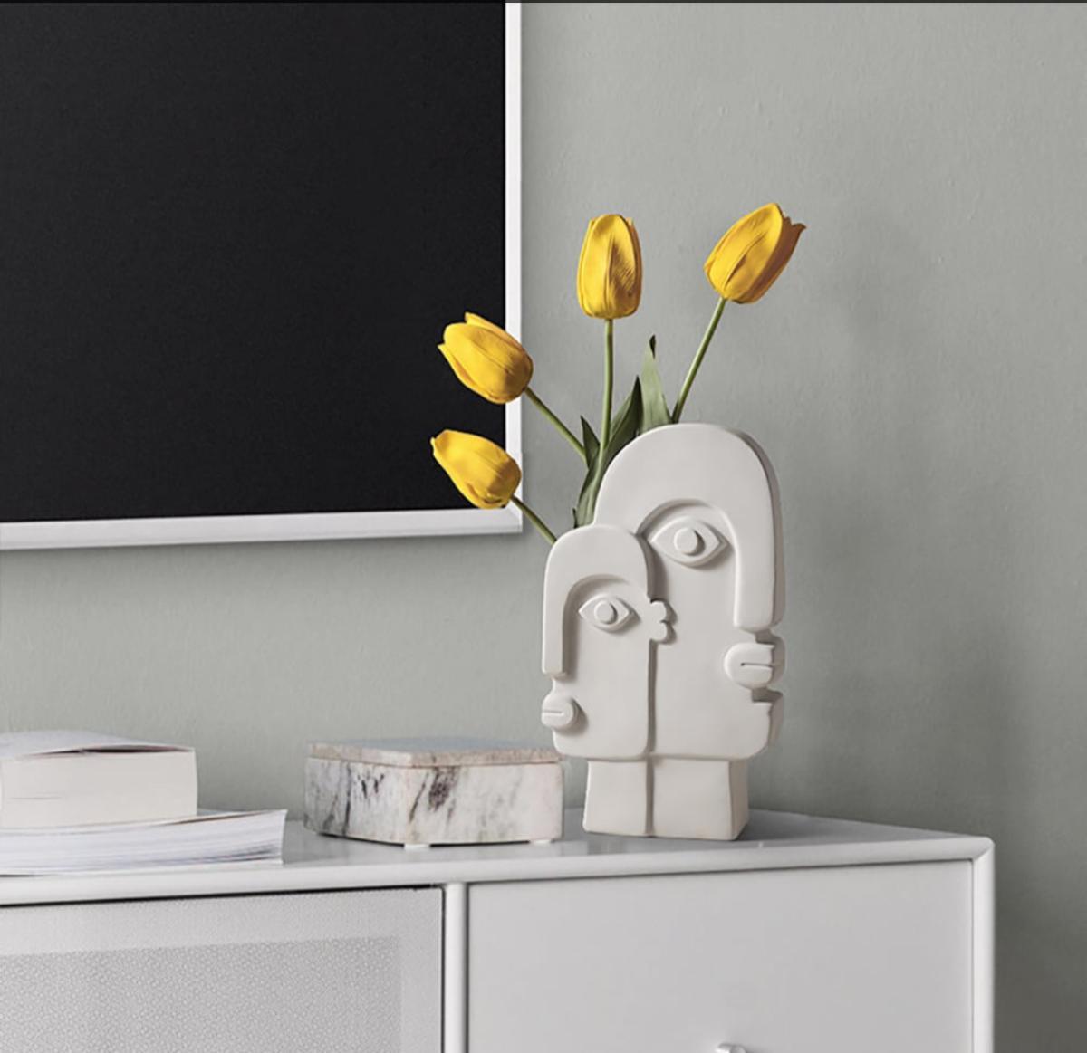 Double Face Abstract Flower Pot | Ceramic Flower Vase for Living Room | Vase for Home Decor