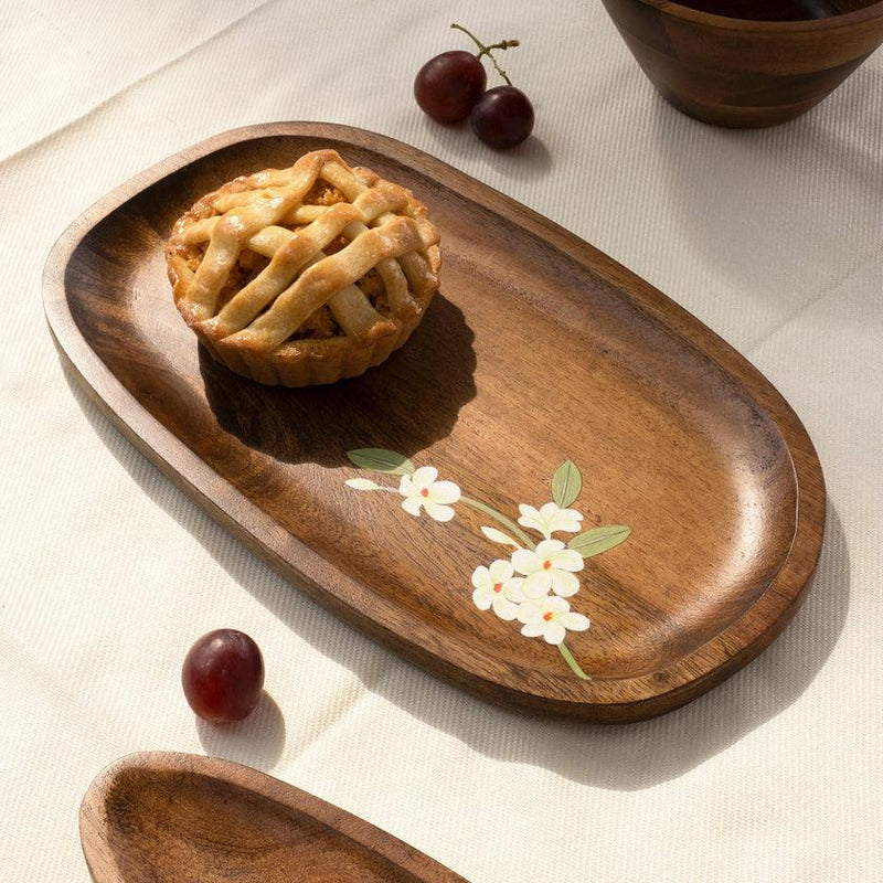 Bella Mango Wood Serving Platter | Snacks Serving Tray for Home Kitchen & Cafe -Pack 1