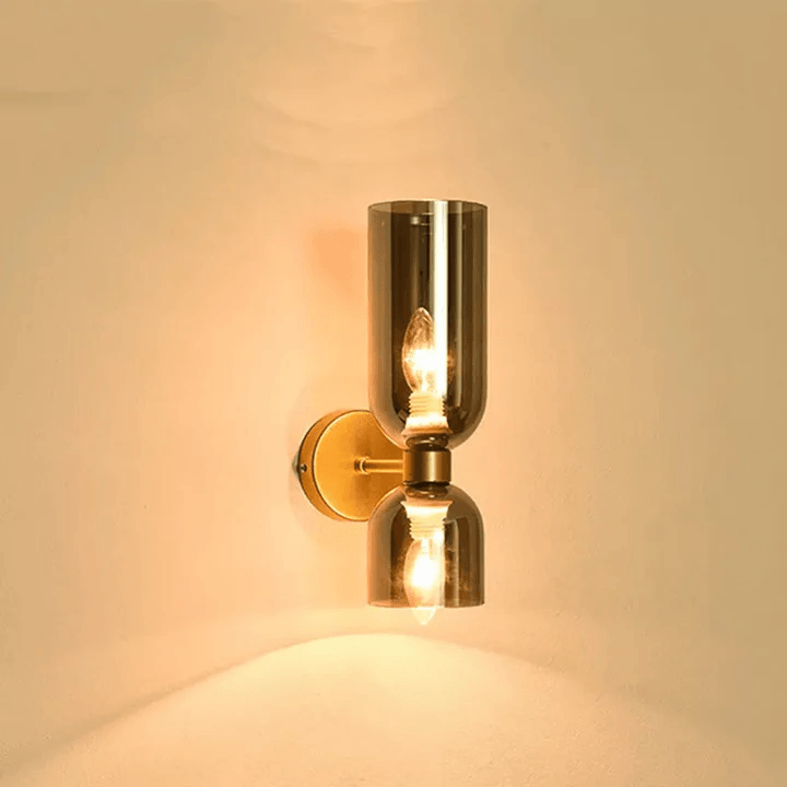 Modern Double Shade Wall Lamp Light | Glass LED Wall Sconce for Bedroom, Living Room