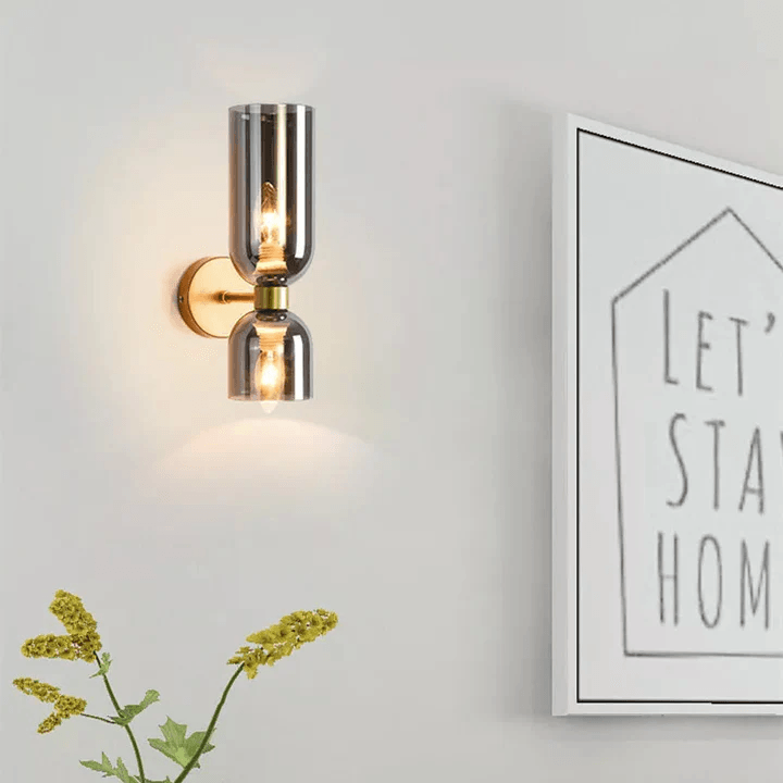 Modern Double Shade Wall Lamp Light | Glass LED Wall Sconce for Bedroom, Living Room
