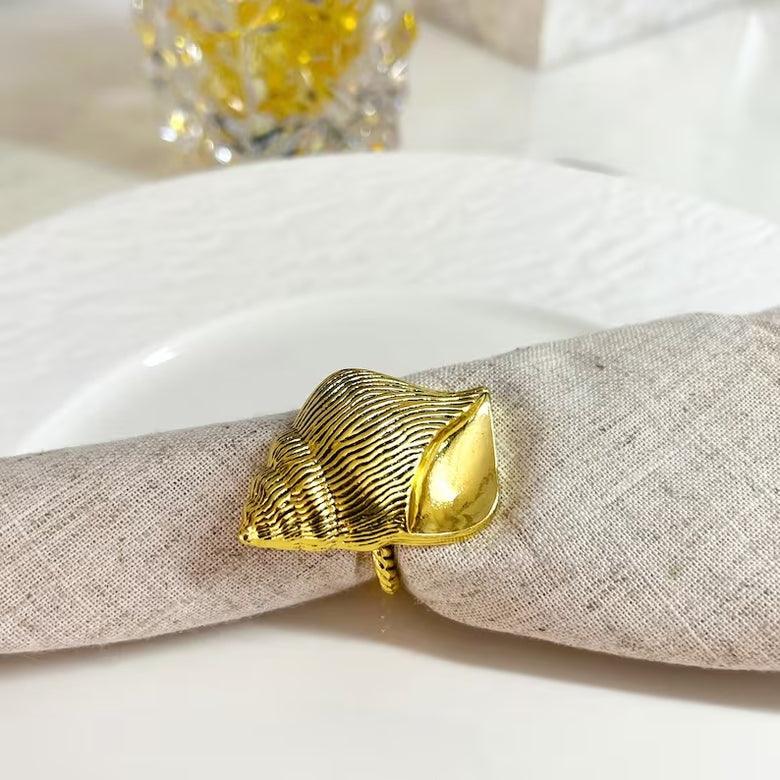 Beach Sea Life Gold Napkin Rings (set of 4)