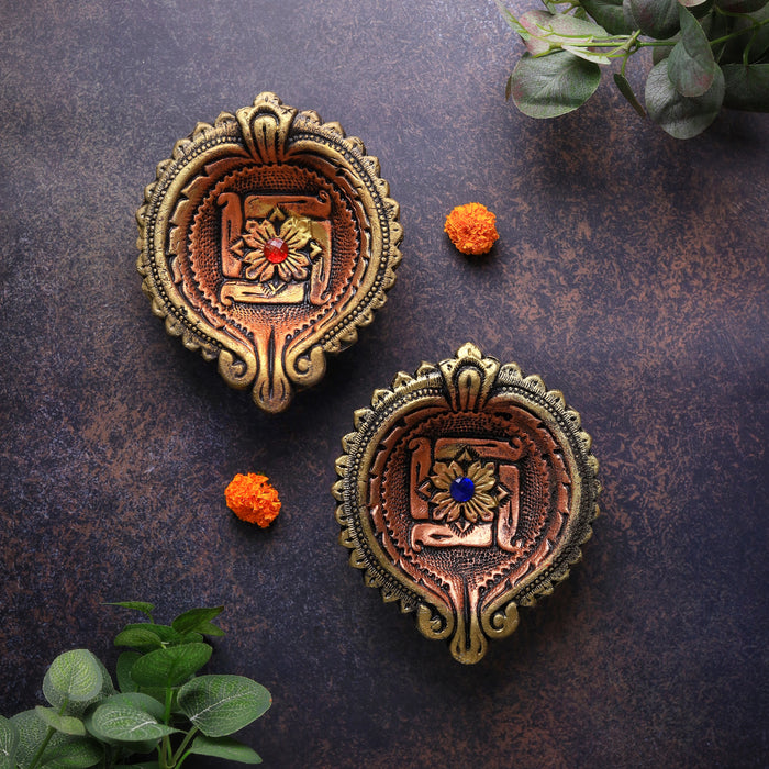 Large Swastik Diya Set of 2