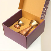 Brass & Copper Diya Pair Gift Set - Tall & Short Diyas