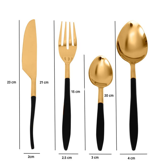 Midnight Opulence Luxurious Cutlery Set Of 4 | Fork & Spoon Set For Tableware & Kitchen
