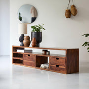 Cosmos Solid Sheesham Wood TV Unit In Honey Oak Finish | TV Cabinet for Living Room