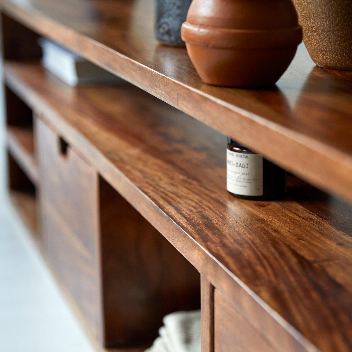 Cosmos Solid Sheesham Wood TV Unit In Honey Oak Finish | TV Cabinet for Living Room