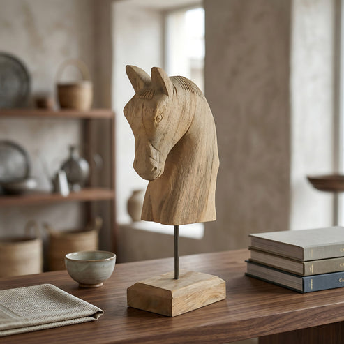Stella Carved Wooden Horse Bust