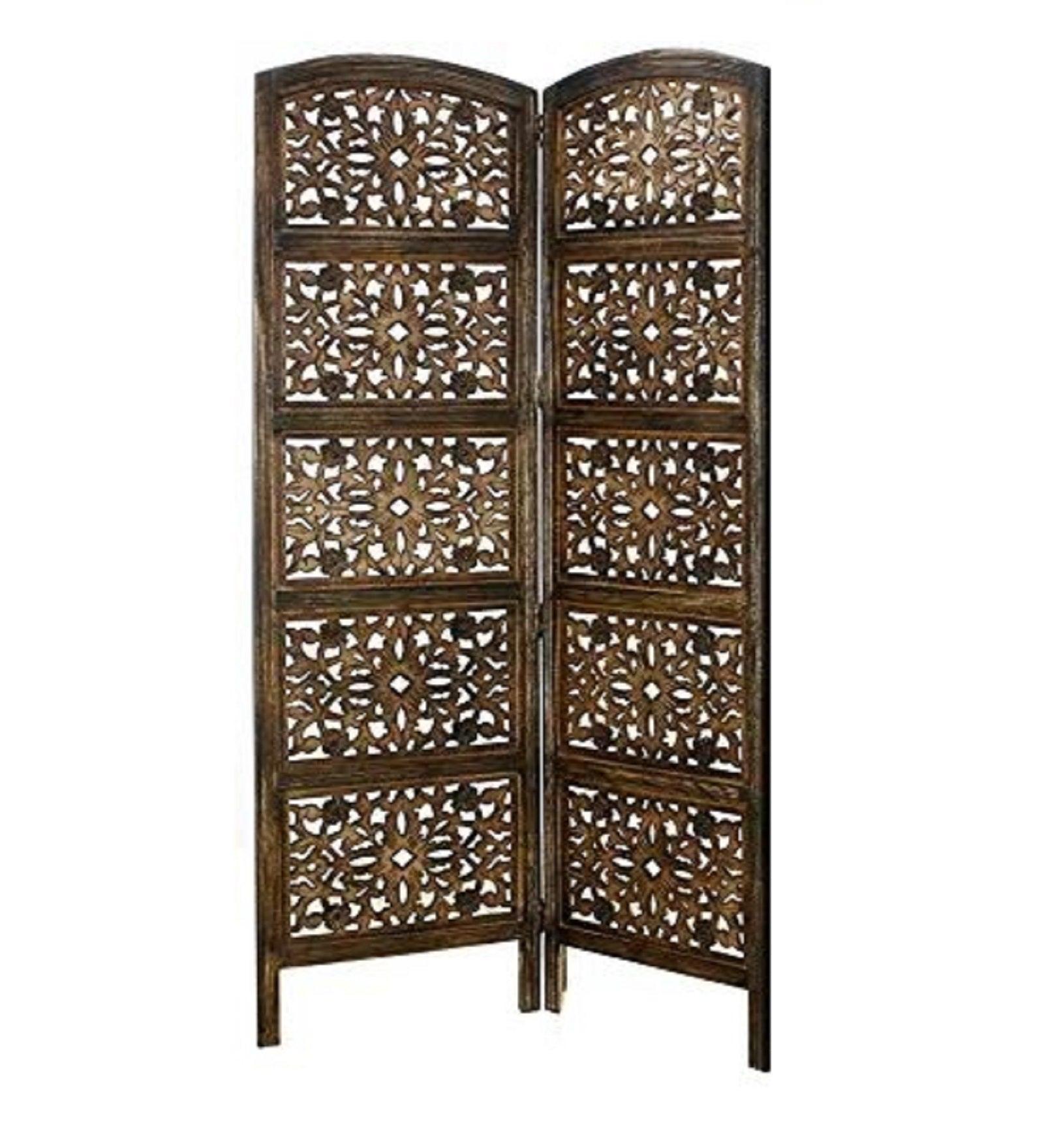 Folding Room Divider in Mango Wood with MDF Jali Panels