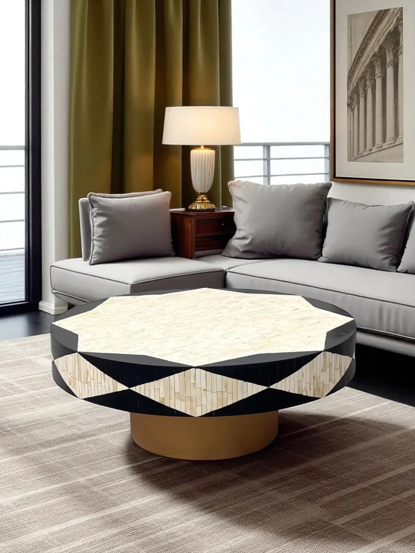 Philly Inlay Round Coffee Table -Eliza