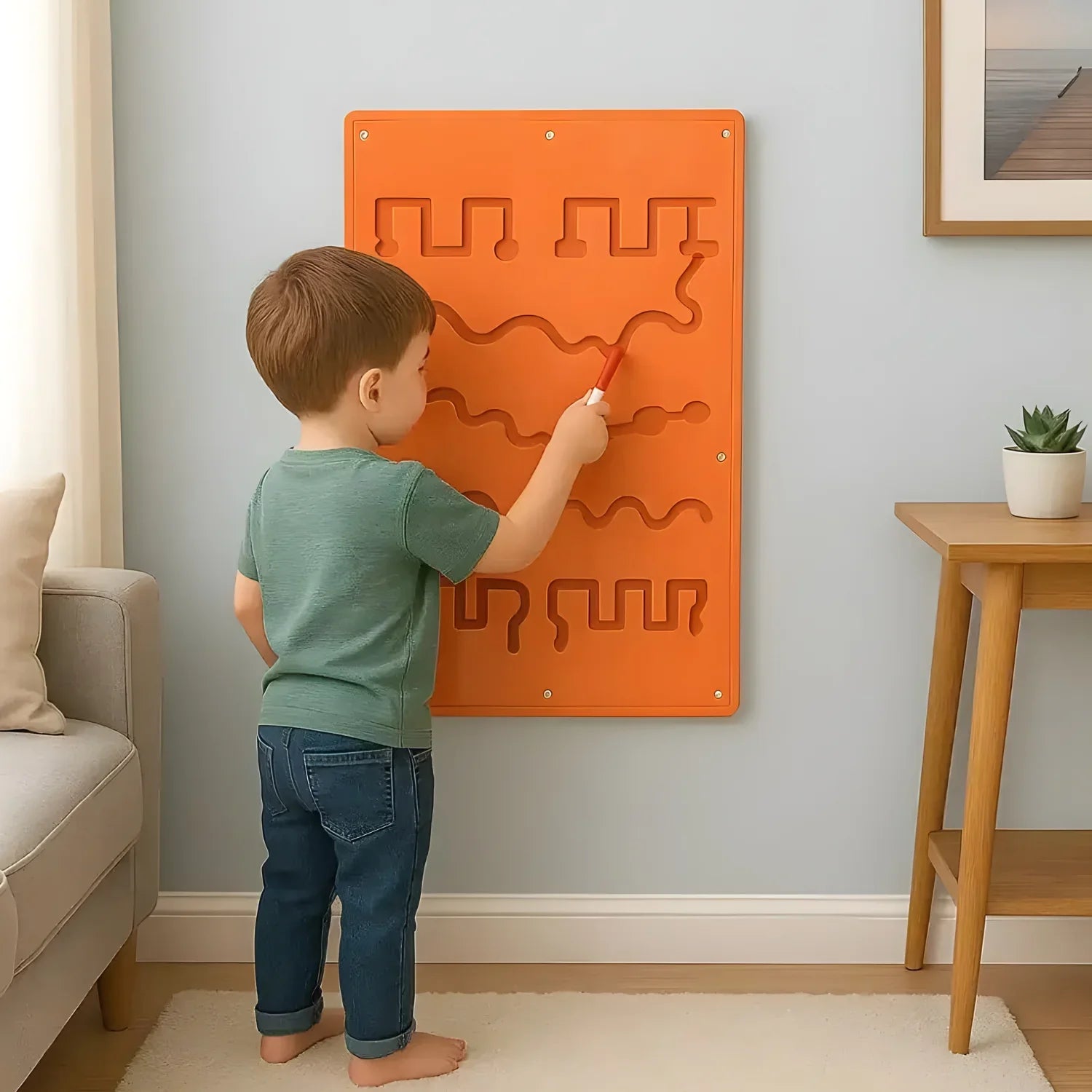 Wall Toy Orange Ball Game Zigzag Line Non-Toxic Gaming Toy