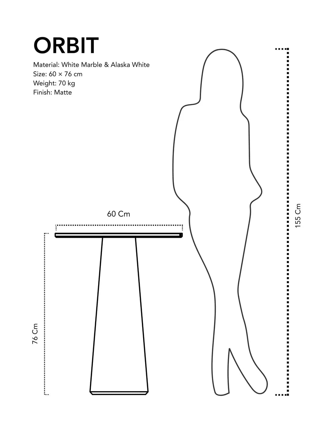 Orbit - White Marble & Alaska White | Side Table