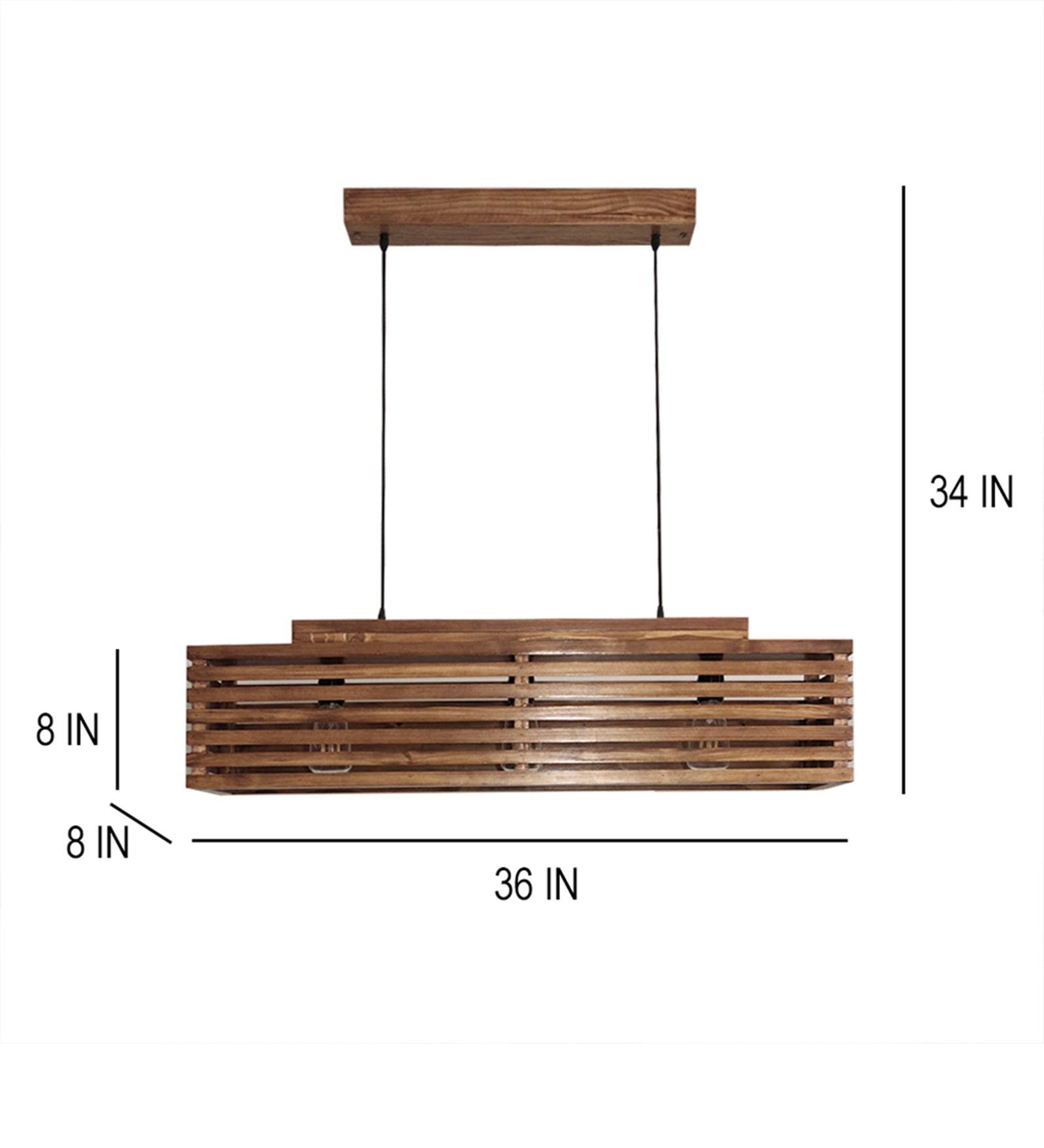 Elegant Centrum Brown Wooden 3 Series Hanging Lamp