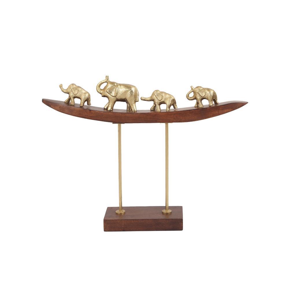 Elephant Family Sculpture On Stand | Showpiece for Living Room | Home Decor Item
