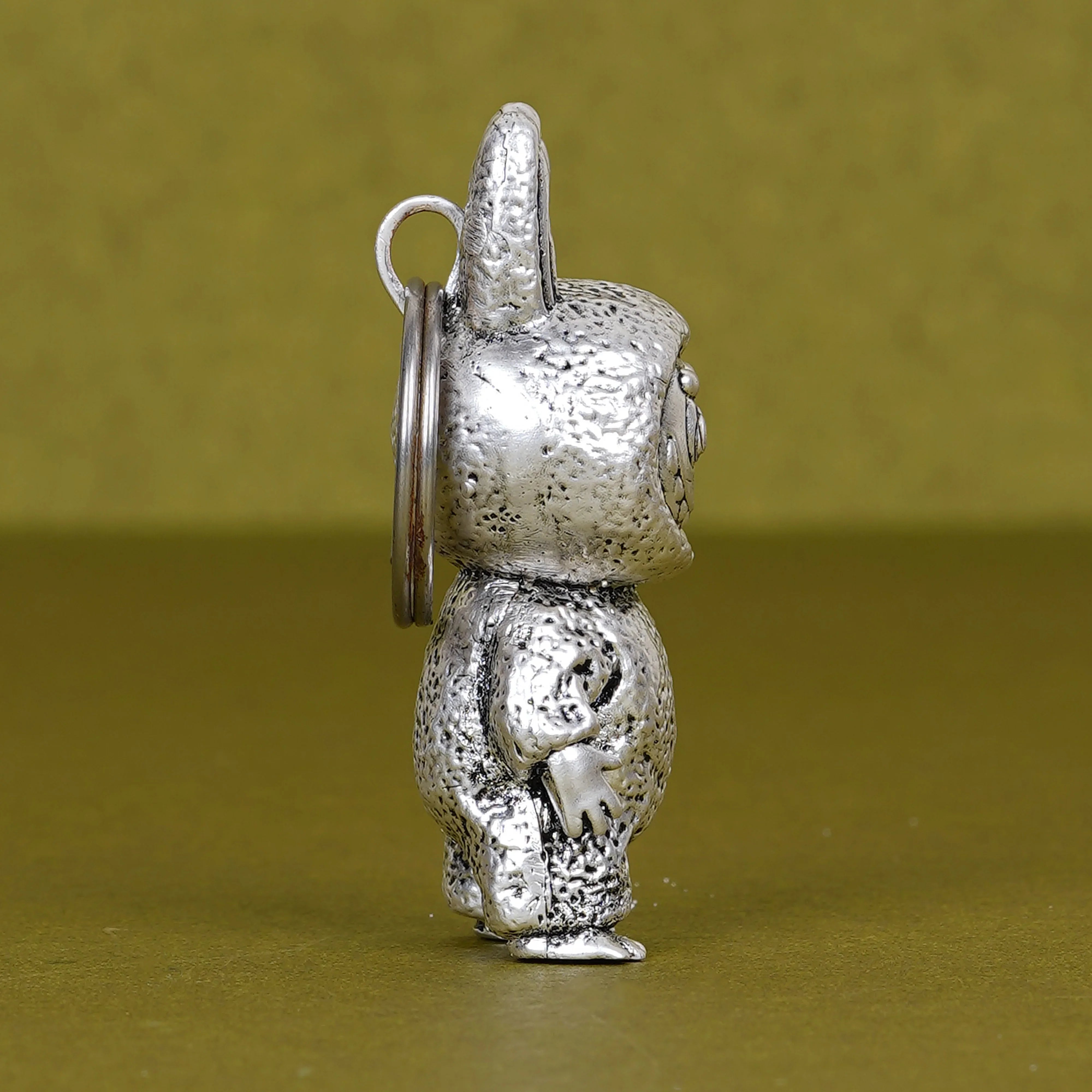 Elegant Labubu Silver-Plated 3D Keychain