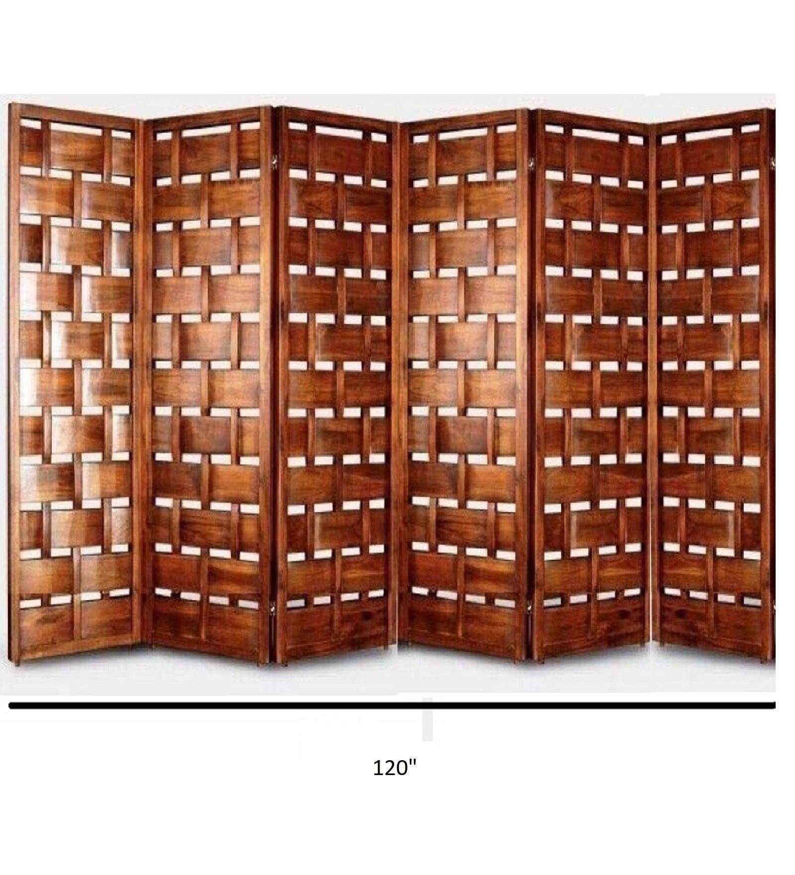 Wooden Room Divider with Mango Frame and MDF Jali Panels