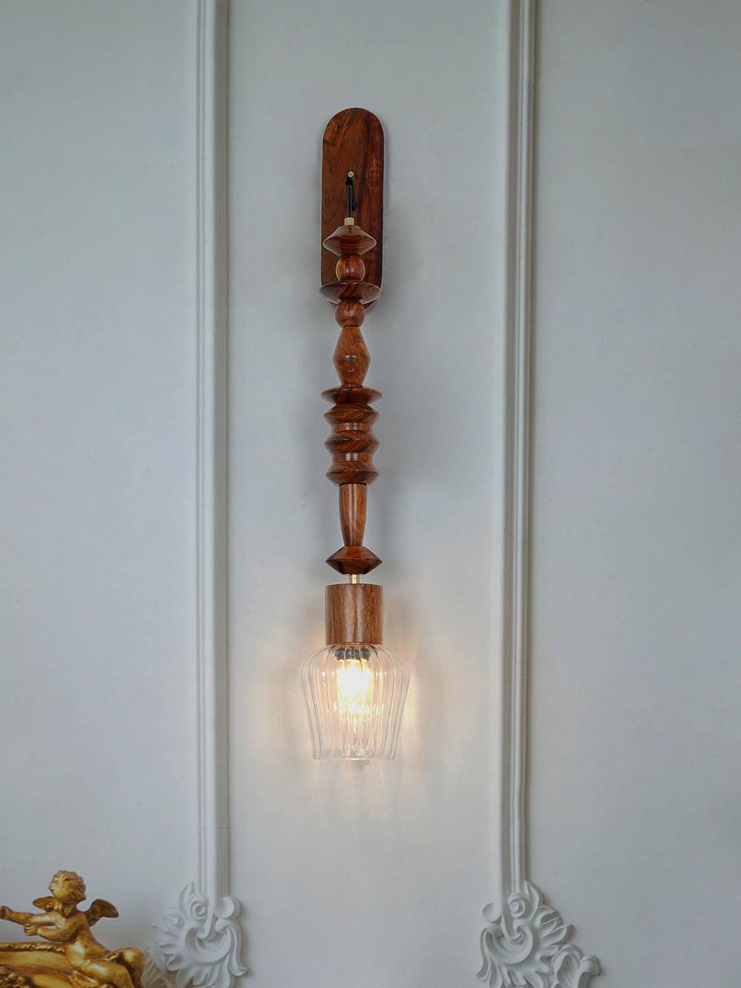 Long Geometric Wooden Bead Wall Lamp/Pendant Light