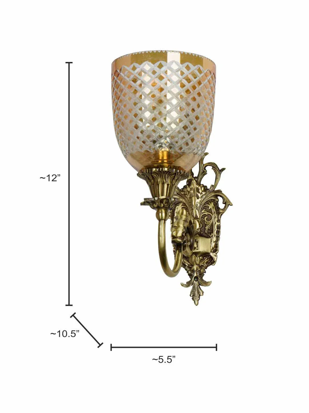 Mythical Majesty: Antique Cast Brass Fish Single Sconce with Luster Glass