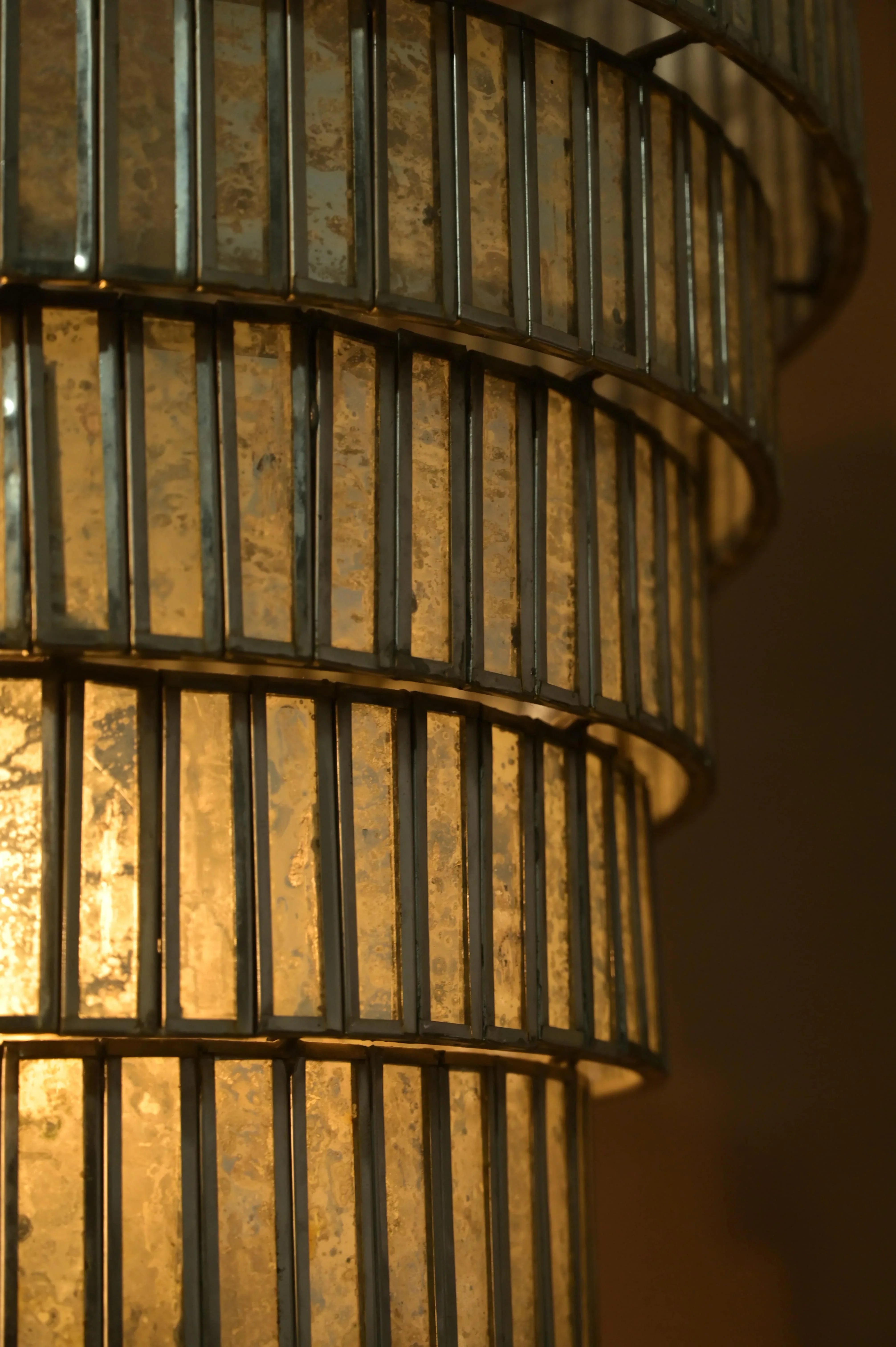 Lys Designer Gold Pendant Light | Antique Chandelier | Glass & Steel Hanging Lamp for Dining Room