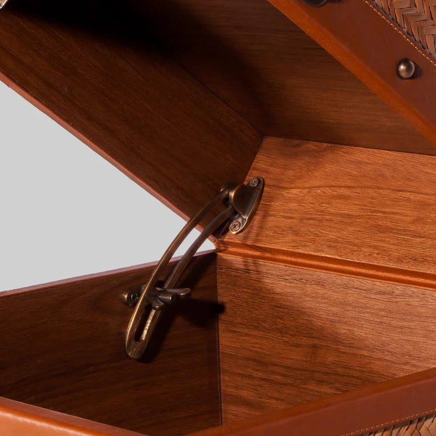 Luxury Leather & Rattan Storage Trunk Box | Premium Towel & Linen Organizer | Unique Storage Box