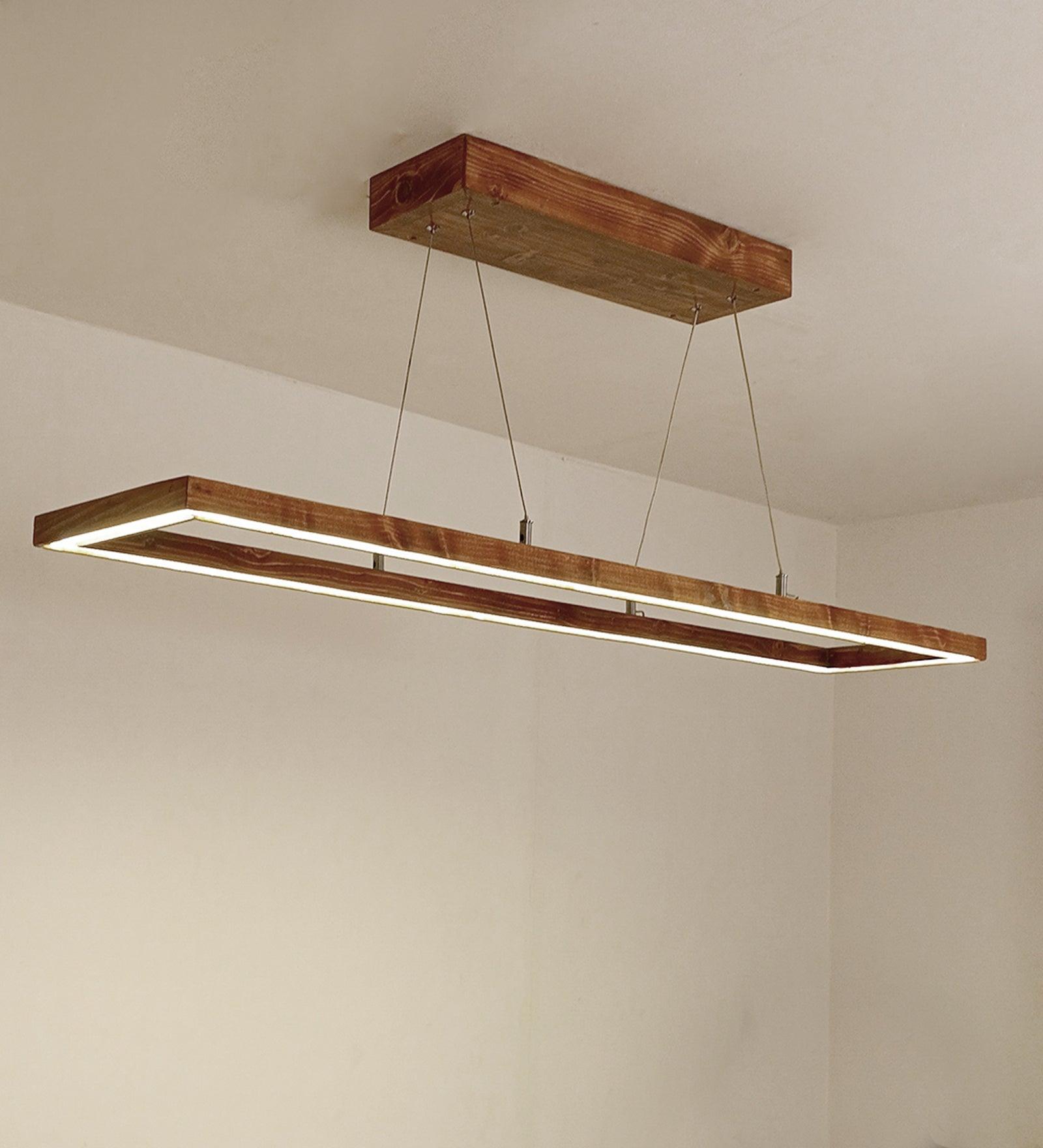 Even 48 Brown Wooden Led Hanging Lamp