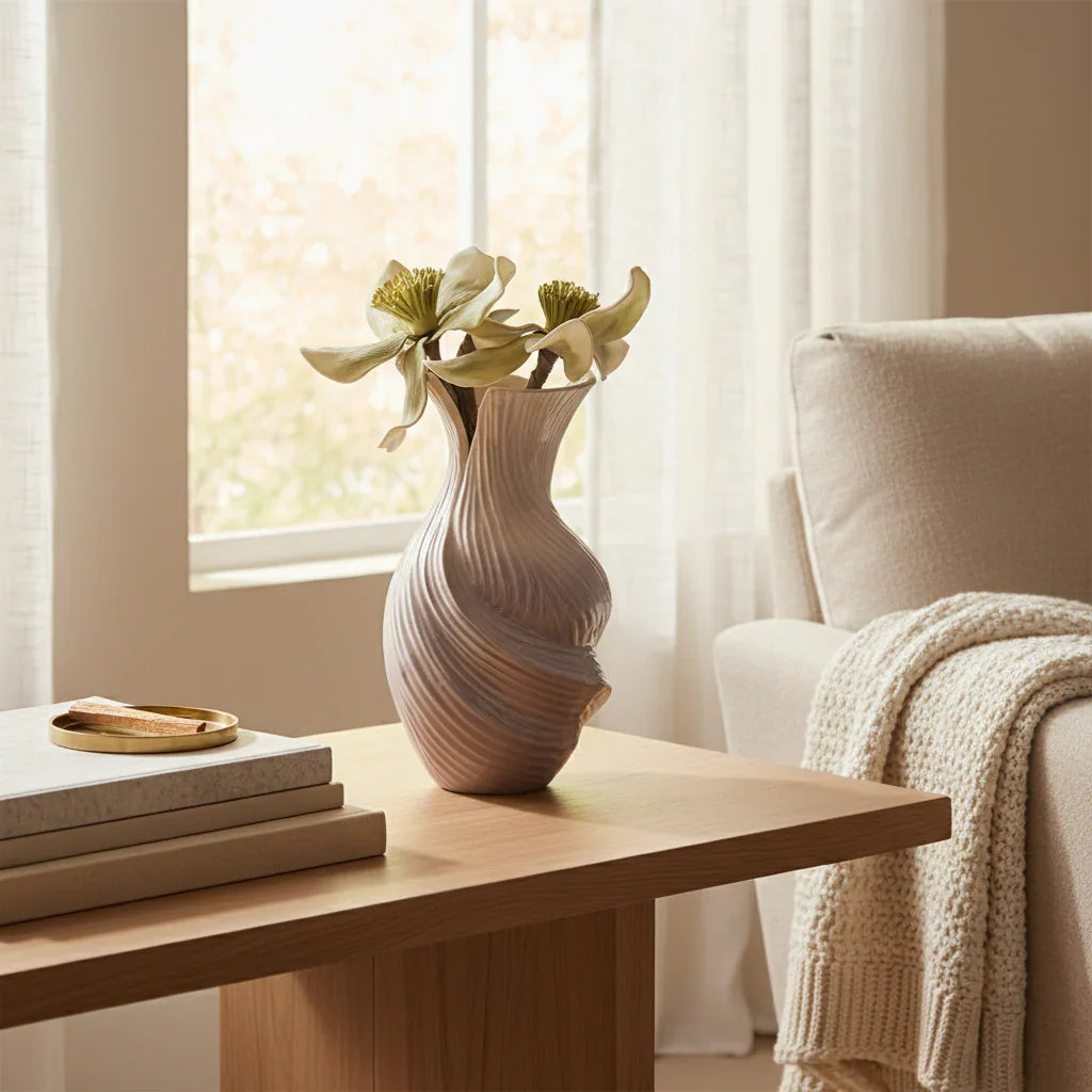 Ivora Whisper Modern Sculpted Iron Vase – Contemporary Decorative Tabletop Accent
