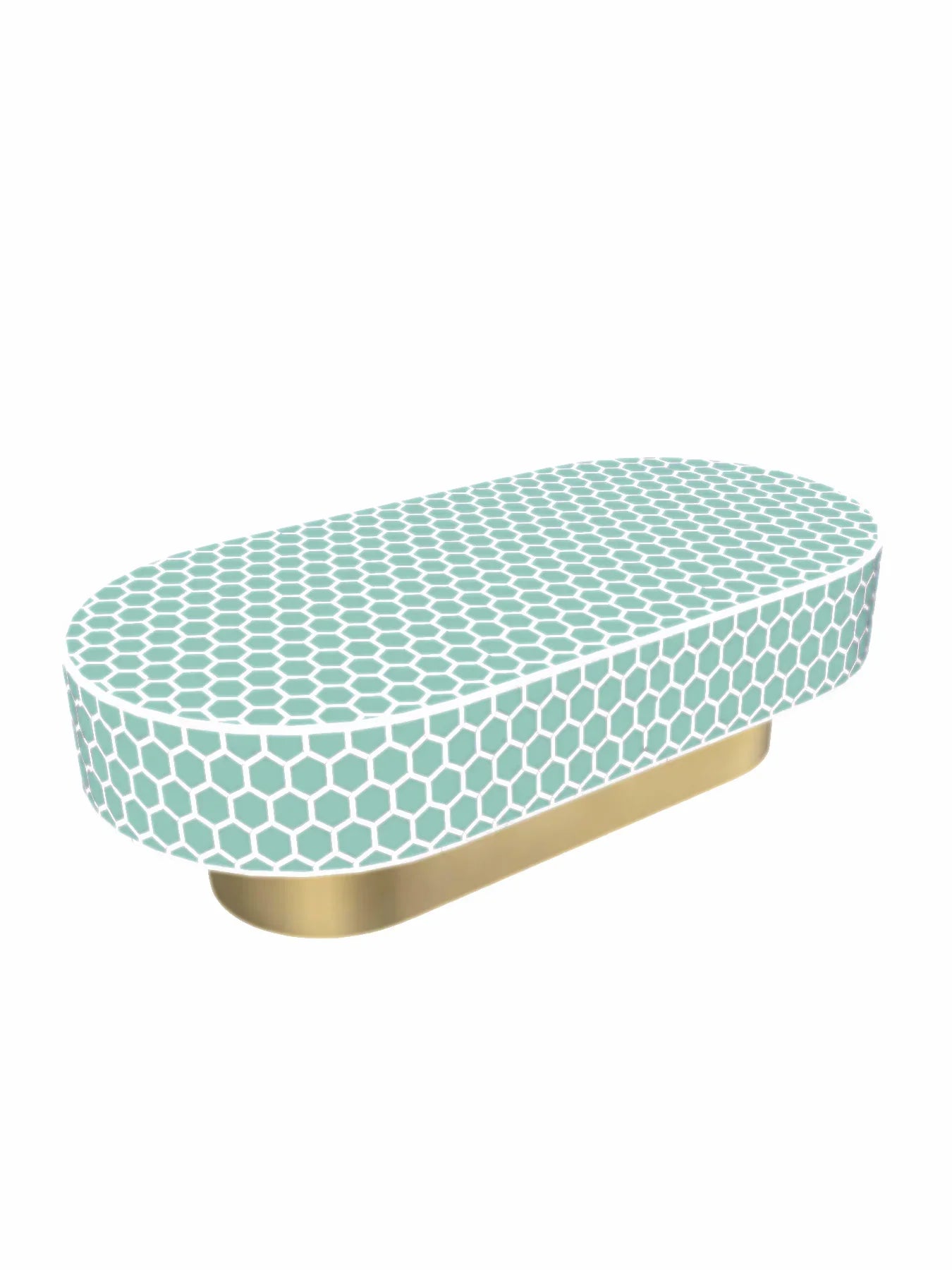 Inlay Jordan Oval Shape Coffee Table- Honeycomb